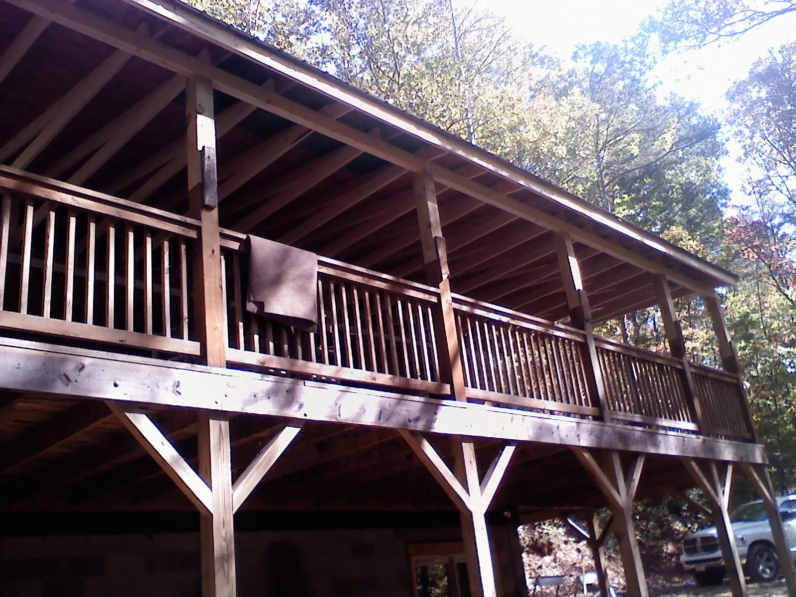 Timber framing under a new elevated porch and deck — Roof Leak Repair in Ottawa Lake by Roofing Brothers